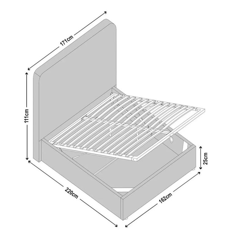Ashby Beige Fabric 4ft 6in Double Ottoman Storage Bed