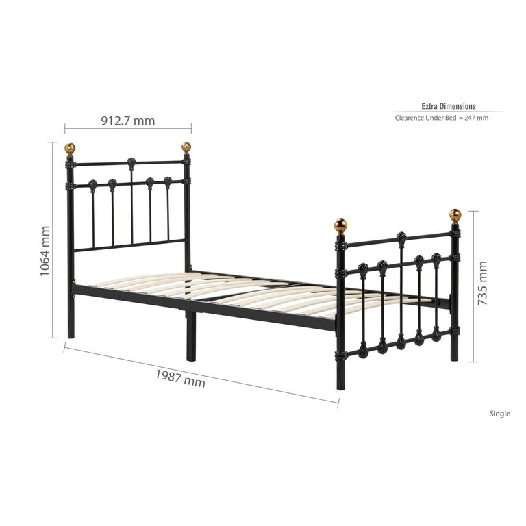 Atlas Bed Frame - Black Metal - Sizes Available