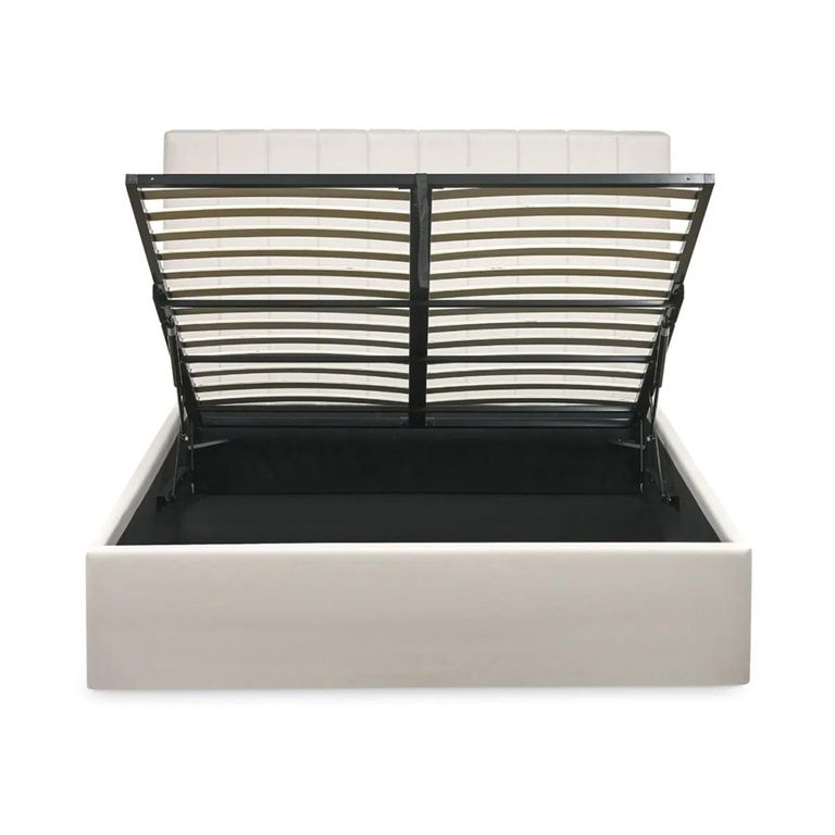 Aylen Ottoman Storage Bed - Oatmeal Linen Fabric - Sizes Available