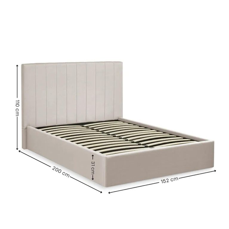 Aylen Ottoman Storage Bed - Oatmeal Linen Fabric - Sizes Available