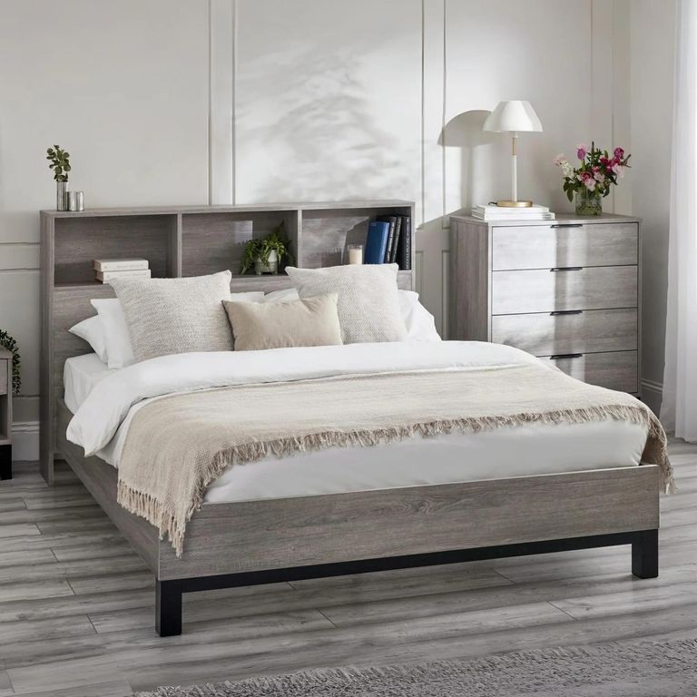 Bali Grey Oak Bookcase Bed - Sizes Available