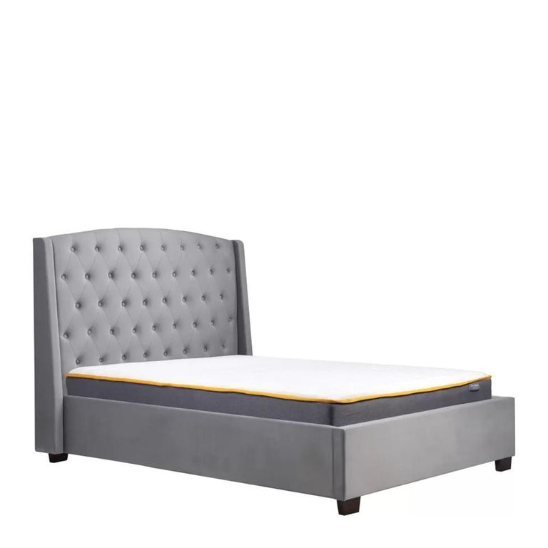 Balmoral Bed - Grey Velvet Fabric - Sizes Available
