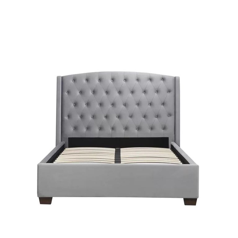 Balmoral Bed - Grey Velvet Fabric - Sizes Available