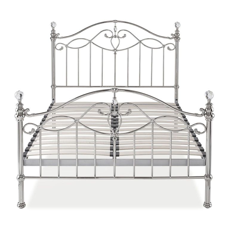 Elena Shiny Nickel Metal Bedstead - 4ft Small Double