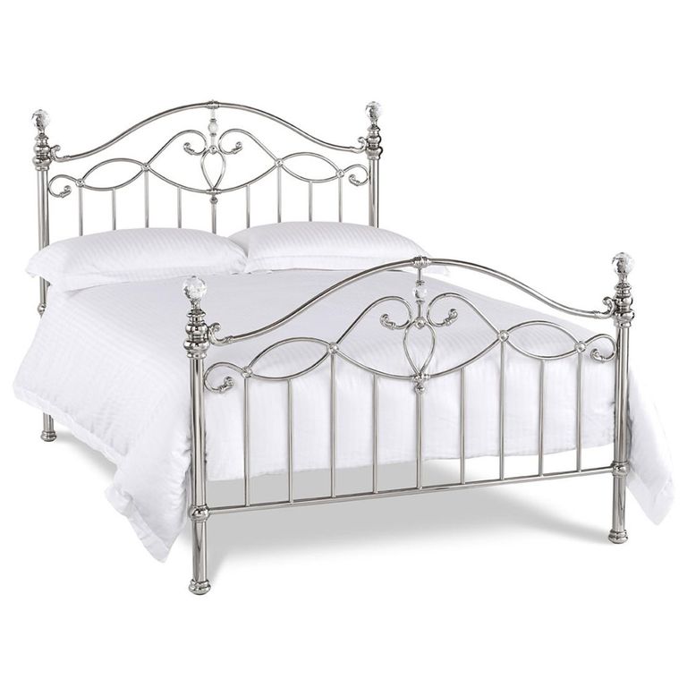 Elena Shiny Nickel Metal Bedstead - 4ft Small Double