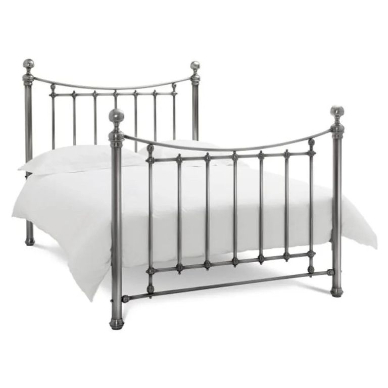 Isabelle Antique Nickel Metal Bedstead - 4ft 6in Double