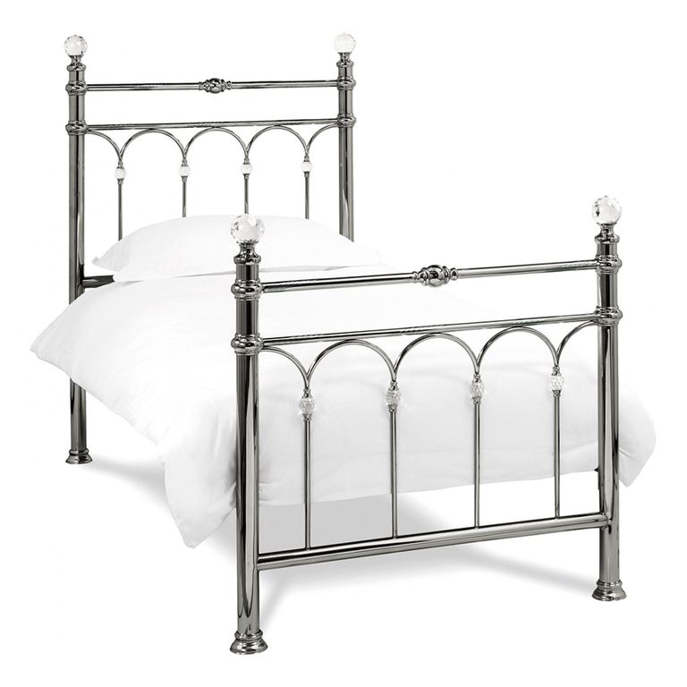 Krystal Antique Nickel Metal Bedstead - 3ft Single