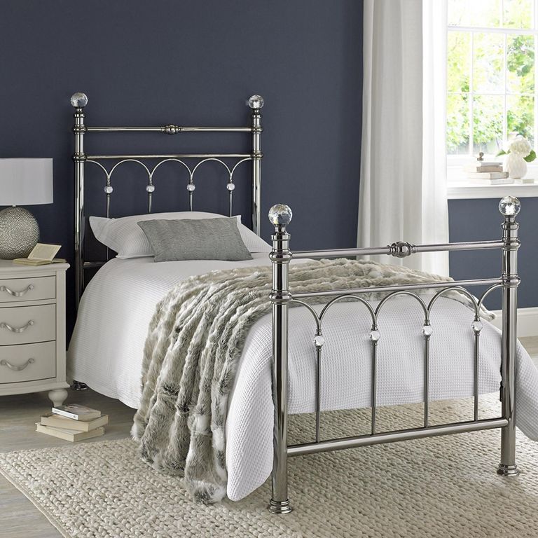 Krystal Antique Nickel Metal Bedstead - 3ft Single