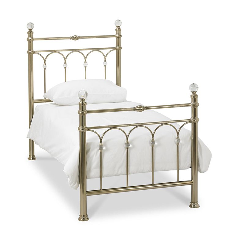 Krystal Champagne Brass Metal Bedstead - 3ft Single