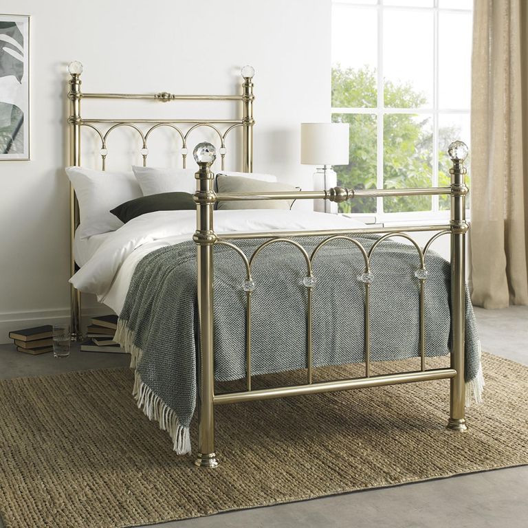 Krystal Champagne Brass Metal Bedstead - 3ft Single