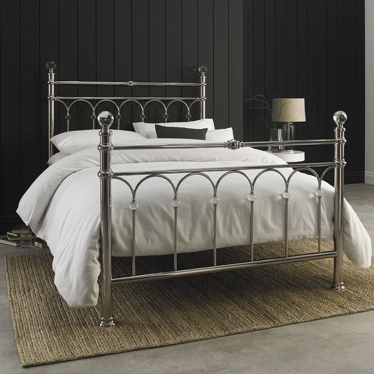 Krystal Shiny Nickel Metal Bedstead - 4ft 6in Double