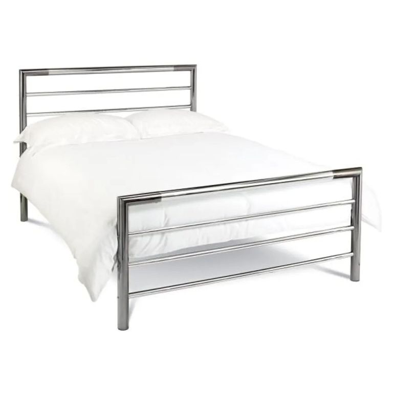Urban Shiny Nickel & Black Nickel Metal Bedstead - 5ft King Size
