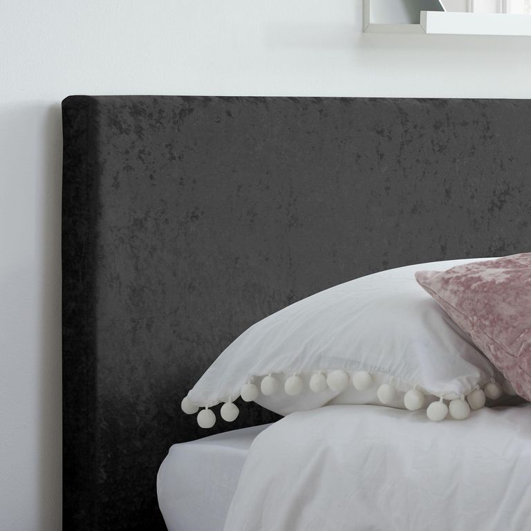 Berlin Bed - Black Crushed Velvet Fabric - Sizes Available