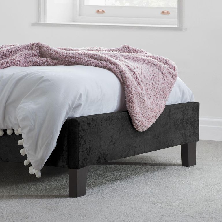 Berlin Bed - Black Crushed Velvet Fabric - Sizes Available