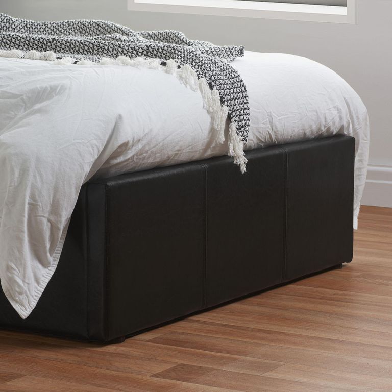 Berlin Ottoman Storage Bed - Black Leather - Sizes Available