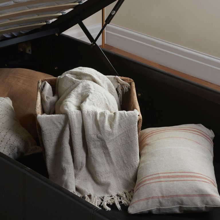 Berlin Ottoman Storage Bed - Brown Leather - Sizes Available