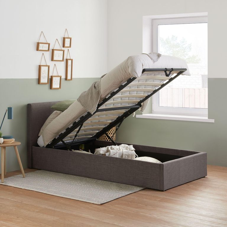 Berlin Ottoman Storage Bed - Grey Fabric - Sizes Available