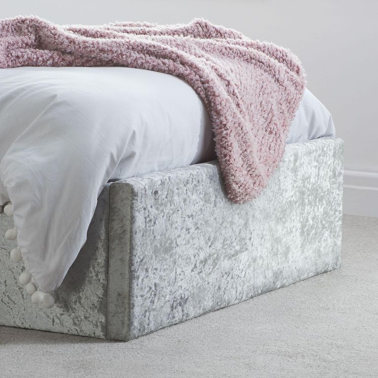 Berlin Ottoman Storage Bed - Steel Crushed Velvet Fabric - Sizes Available