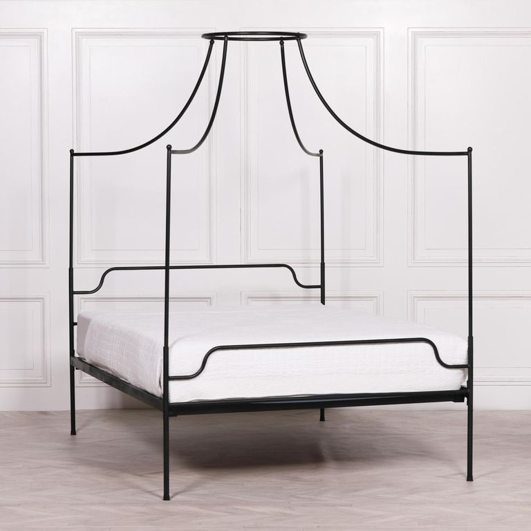 Black Metal Poster Bed - 4ft 6in Double