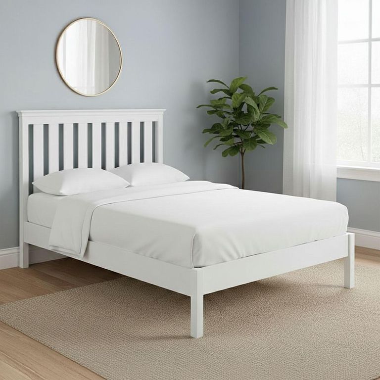 Bordeaux Slatted Bed - White - Sizes Available