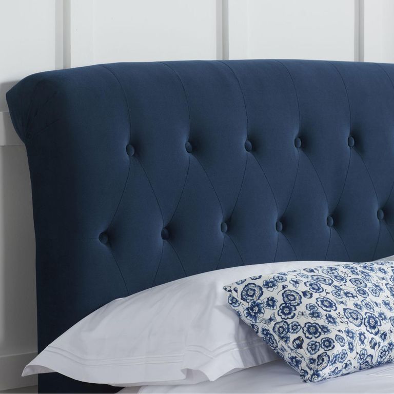 Brompton Bed - Midnight Blue Fabric - Sizes Available