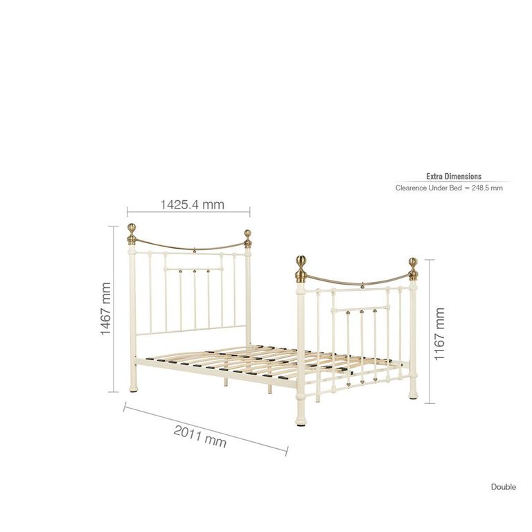 Bronte Bed Frame - Cream Metal - Sizes Available