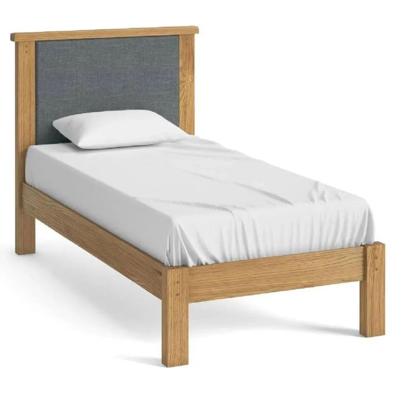 Burford 3ft Single Bed  - Oak - Upholstered Headboard