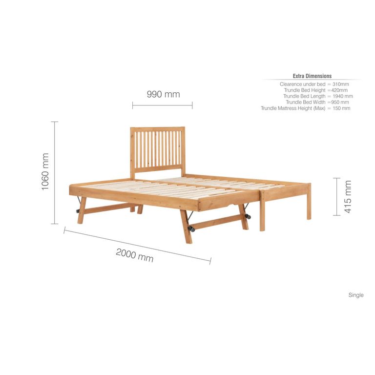 Buxton Trundle Bed - Honey Wood