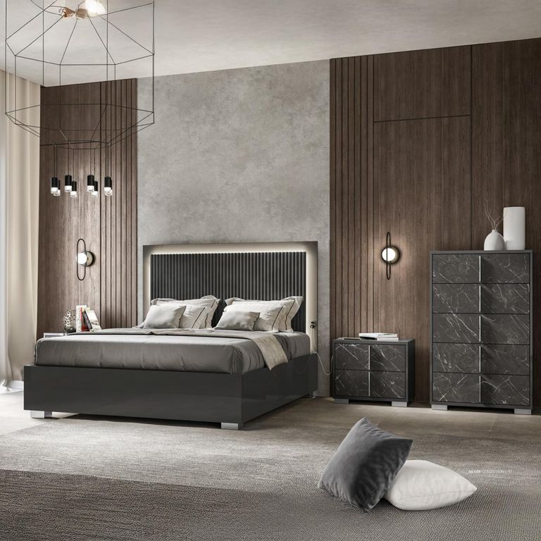 Carvelle Night Grey Fabric Headboard Bed Sizes Available