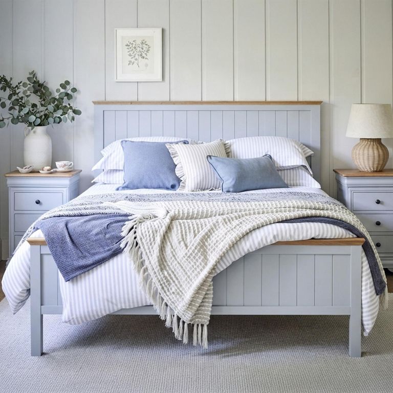 Chantilly Bed - Grey Painted - Wood - Sizes Available