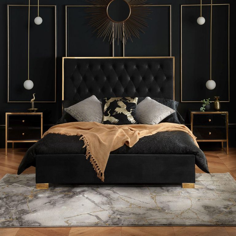 Chelsea Bed - Black Fabric - Sizes Available