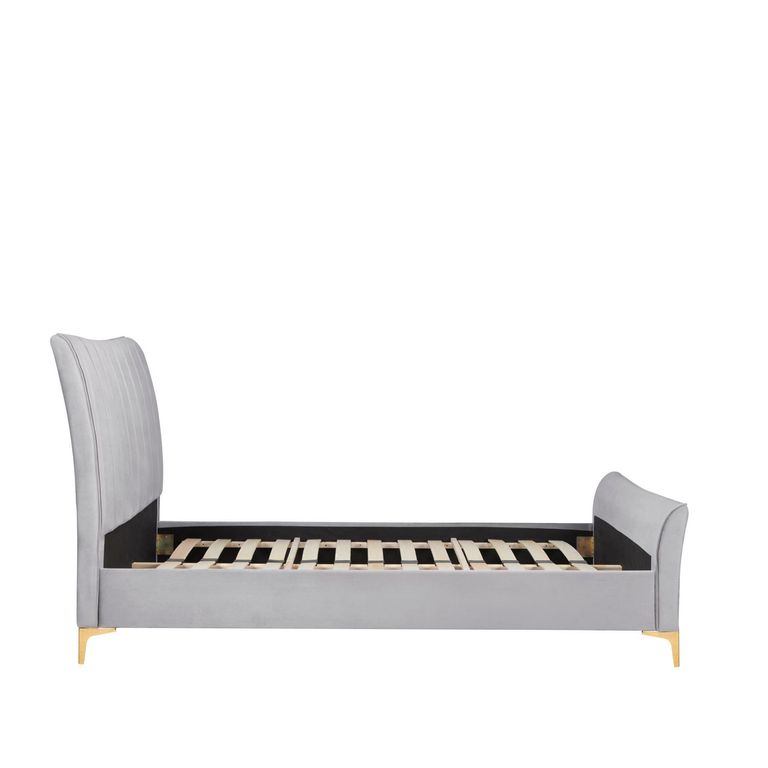 Clover Bed - Grey Velvet Fabric - Sizes Available