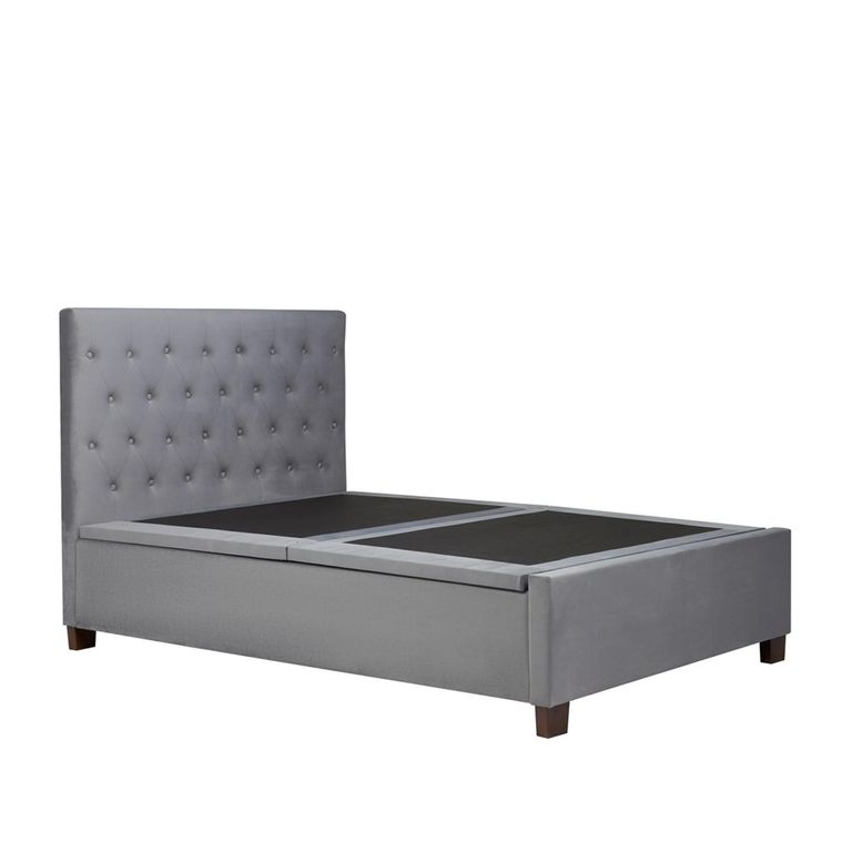 Cologne Ottoman Storage Bed - Grey Velvet Fabric - Sizes Available