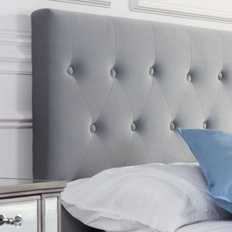 Cologne Ottoman Storage Bed - Grey Velvet Fabric - Sizes Available