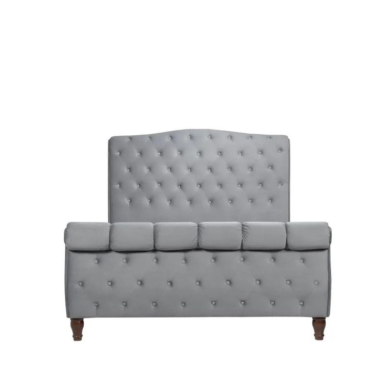 Colorado Bed - Grey Velvet Fabric - Sizes Available