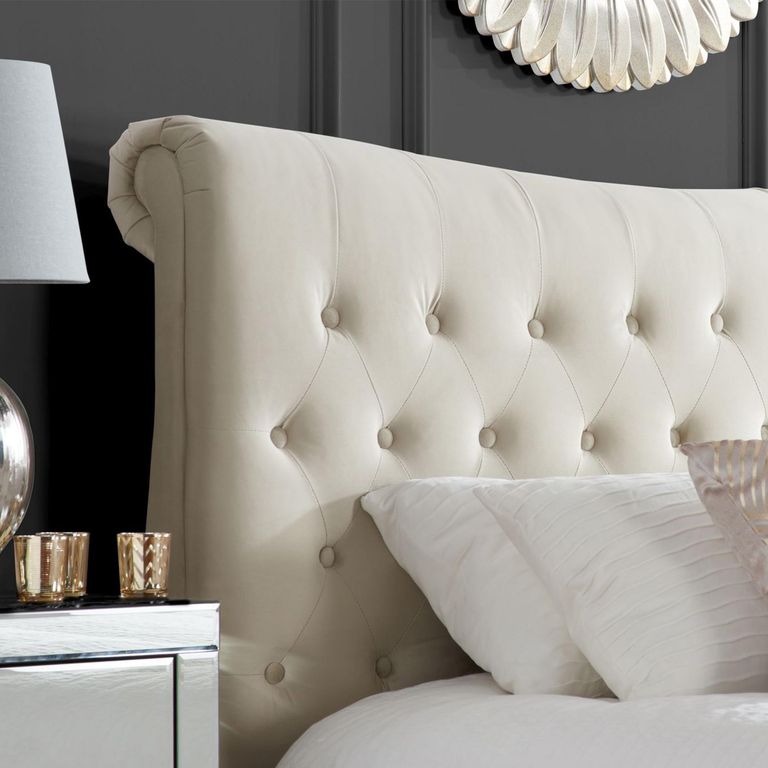 Copenhagen Bed - Warm Stone Fabric - Sizes Available