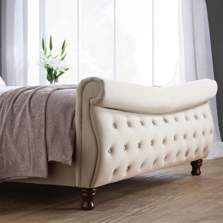 Copenhagen Bed - Warm Stone Fabric - Sizes Available