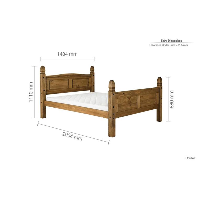 Corona High Foot End Bed - Pine - Sizes Available