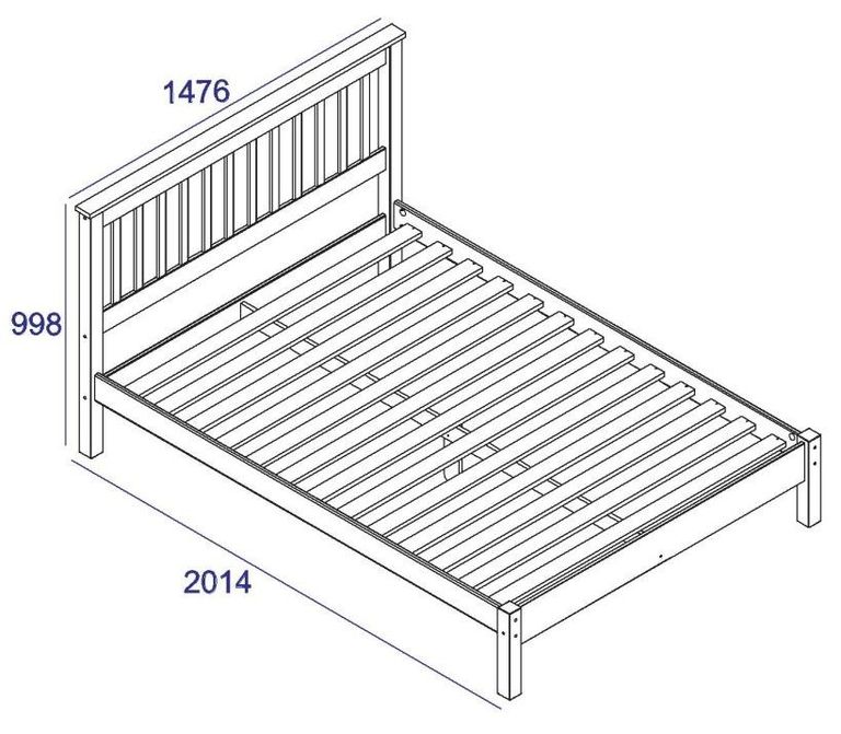Corona Grey Mexican Pine 4ft 6in Double Slatted Bed