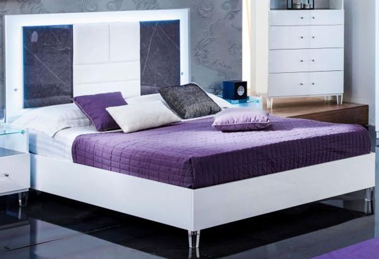 Cristal Grey Marble Italian Bed - Sizes Available