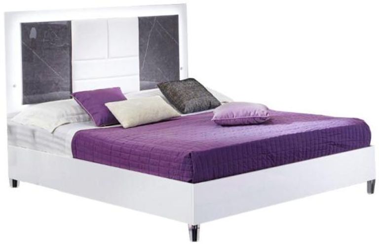 Cristal Grey Marble Italian Bed - Sizes Available
