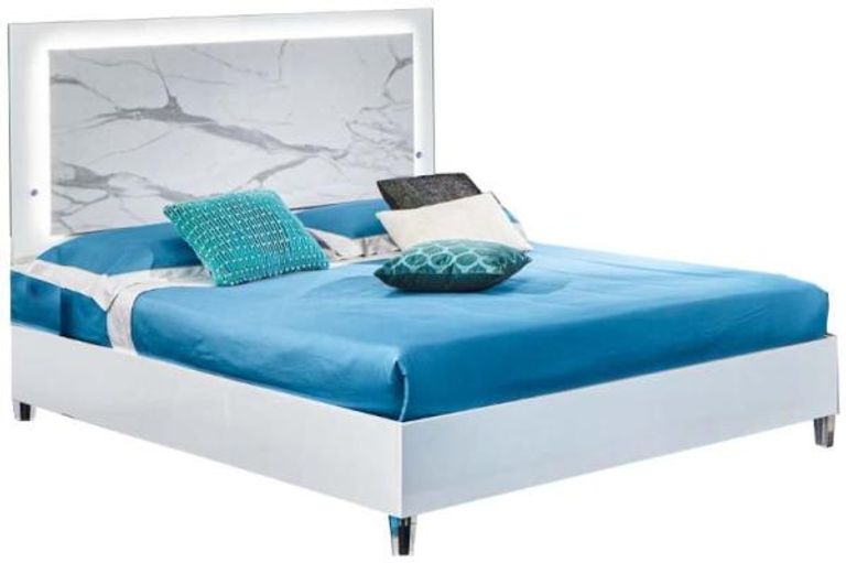Cristal White Marble Italian Bed - Sizes Available