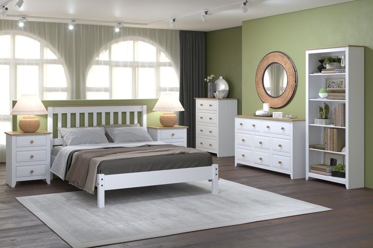 Capri White 4ft 6in Double Slatted Bed