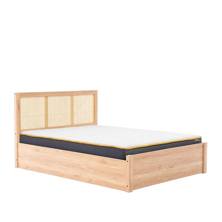 Croxley Ottoman Storage Bed - Oak and Rattan - Sizes Available