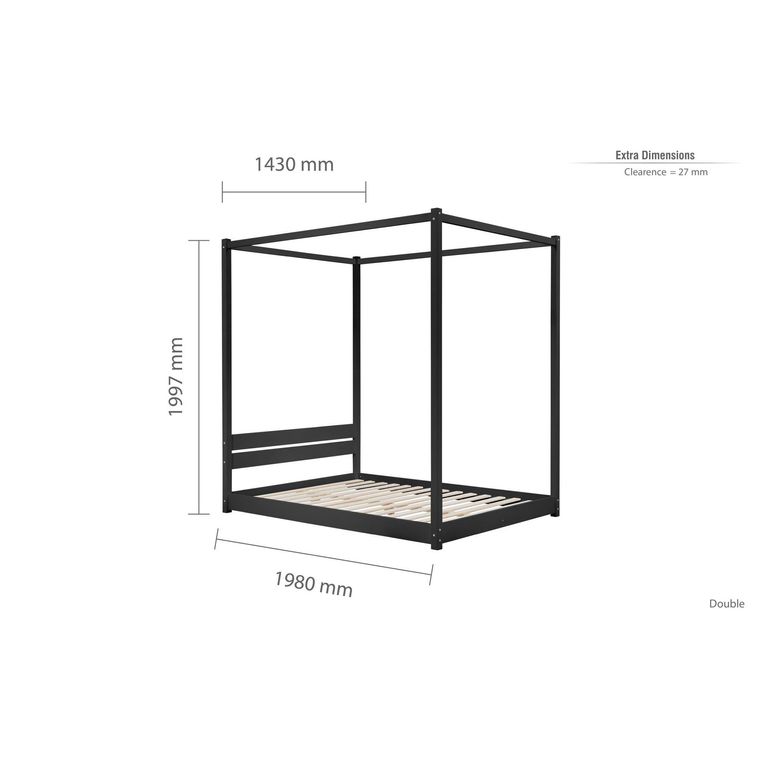Darwin Four Poster Bed - Black - Sizes Available