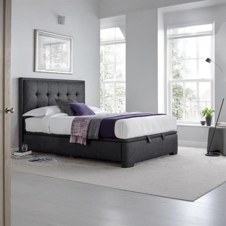 Falstone Ottoman Storage Bed - Pendle Slate Fabric - Sizes Available