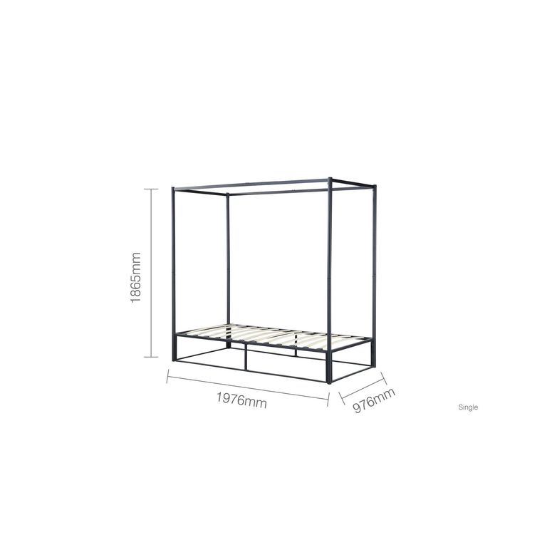 Farringdon Four Poster Bed - Black Metal - Sizes Available