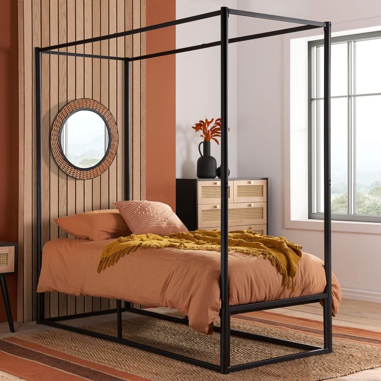 Farringdon Four Poster Bed - Black Metal - Sizes Available