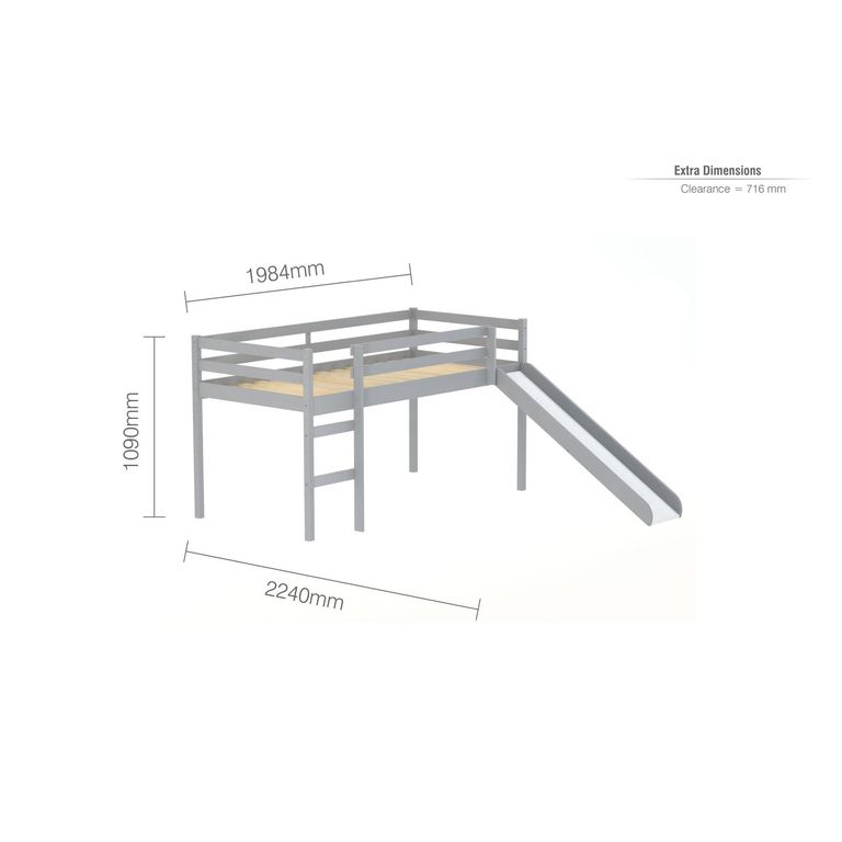 Frankie Kids Midi Sleeper Bed - Grey