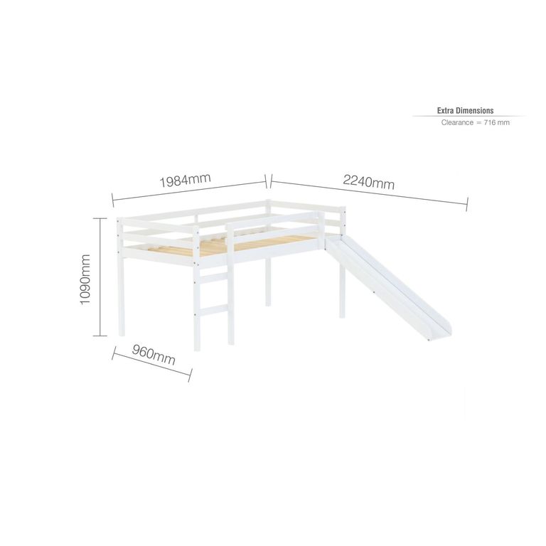 Frankie Kids Midsleeper Bed - White